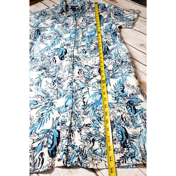 Tahari 100% Linen Womens Medium Shirt Dress Pockets Button Down Bohemian Beach - Picture 9 of 9
